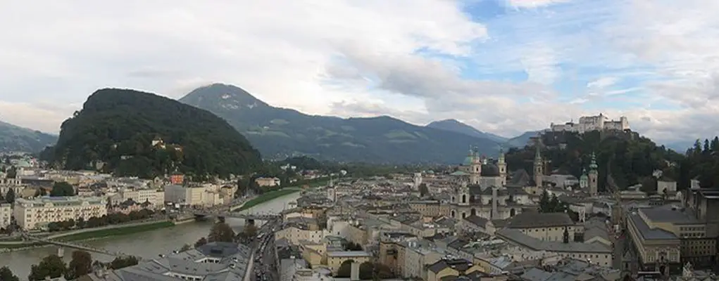 View of Salzburg, Austria, and the mountains